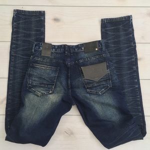 Smoke Rise Distressed Wash Slim Fit Biker Jeans